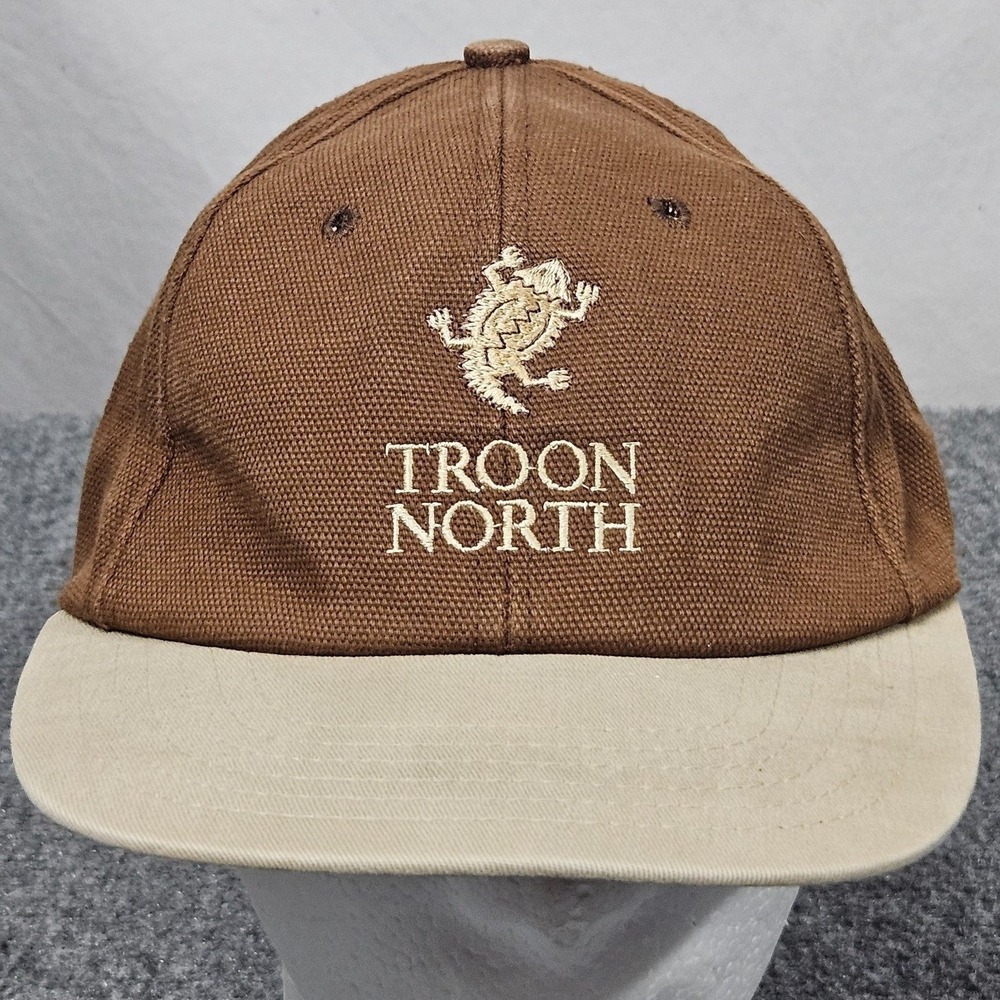Vintage Troon North Golf Hat Brown Tan Cap Lizard Arizona 90s Made in USA Texace